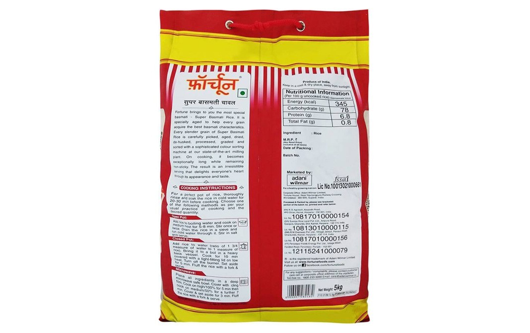 Fortune Super Basmati Rice    Pack  5 kilogram